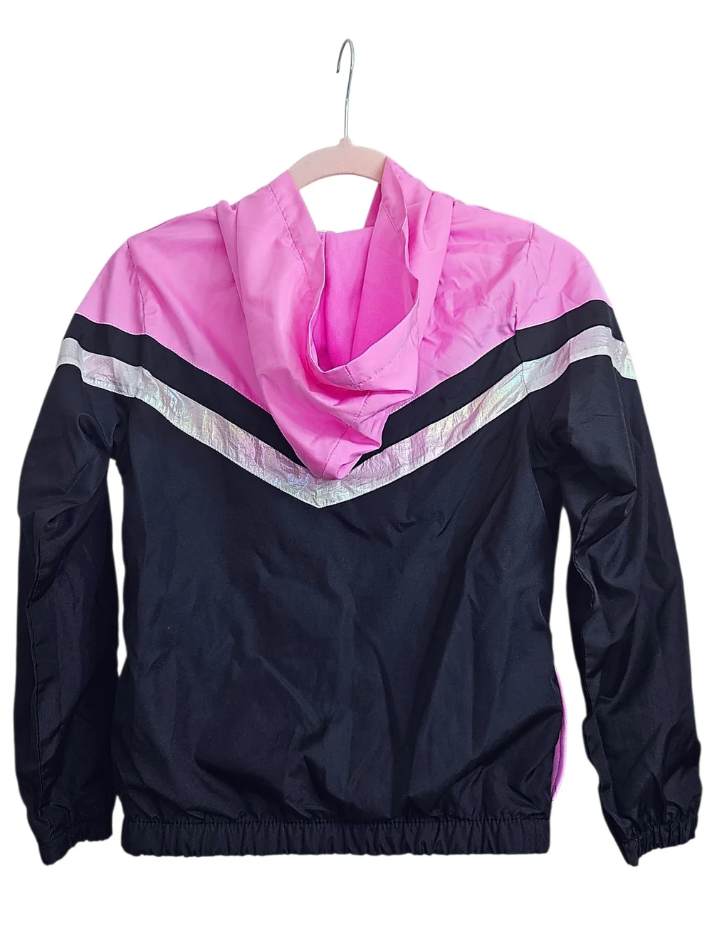 Body Glove Kids Pink and Black Hooded Windbreaker with Reflective Stripe 12